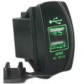 Universal Rocker Style Car USB Charger - with Green LED Light Dual USB Power Socket for Rocker Switch